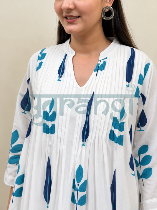 Azure Meadow Cotton Kurta Set