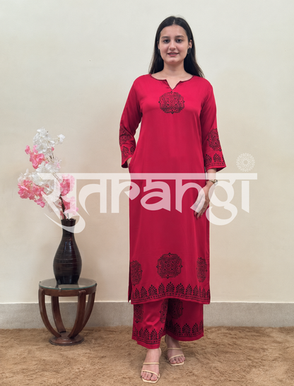 Crimson Aura Printed Kurta Set