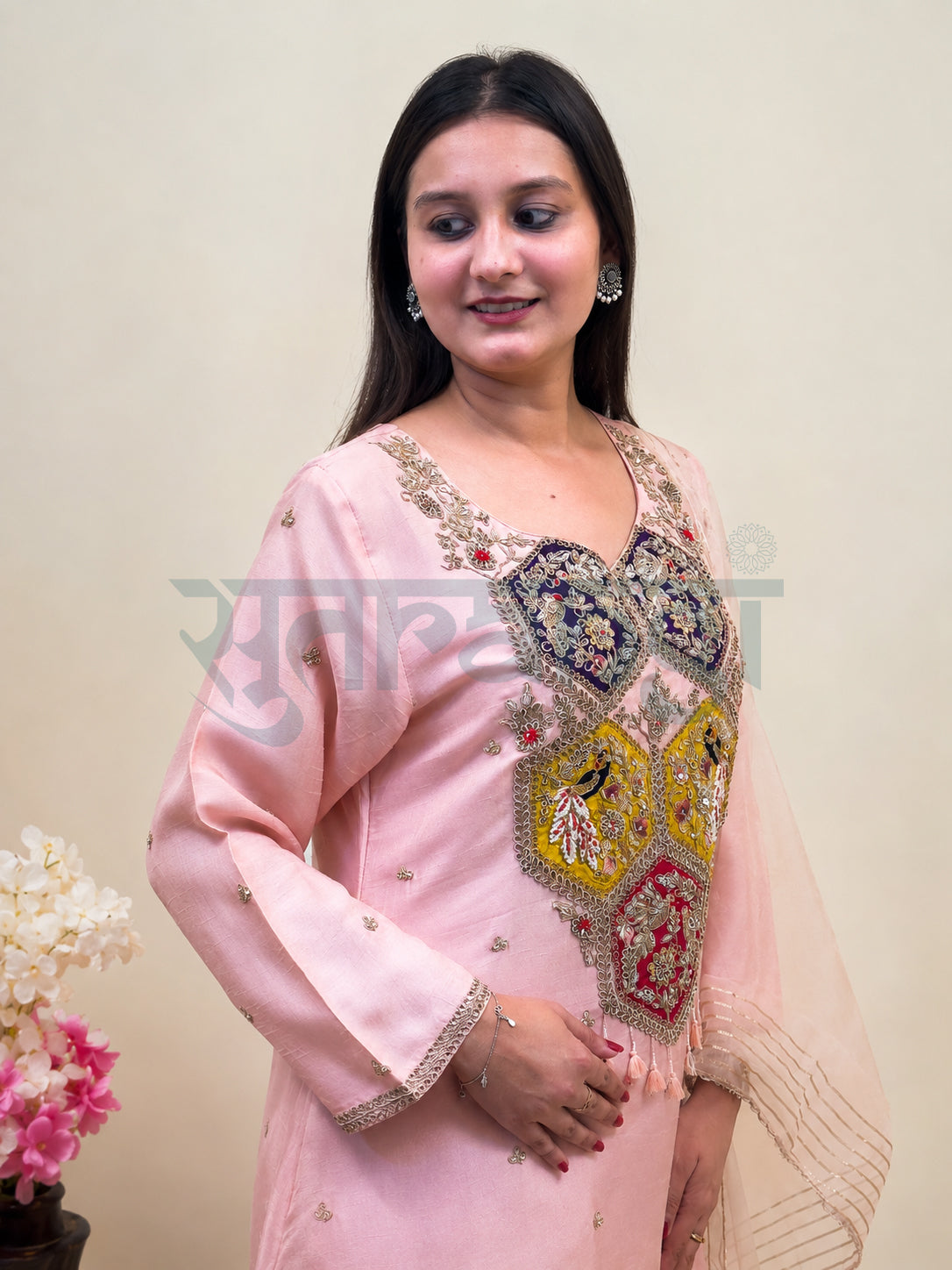 Blush Pink Embroidered Kurta Set