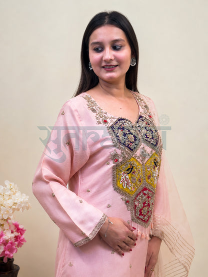 Blush Pink Embroidered Kurta Set