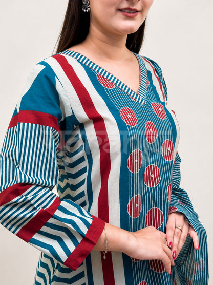Blue Printed Kurta Set