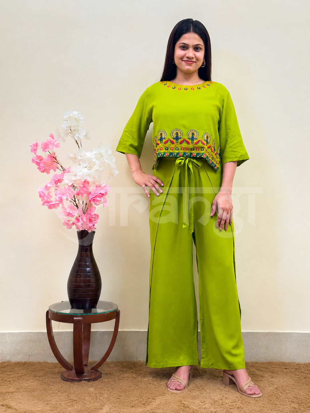 Lime Embroidered Co-ord Set