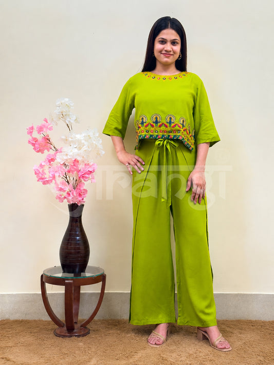 Lime Embroidered Co-ord Set