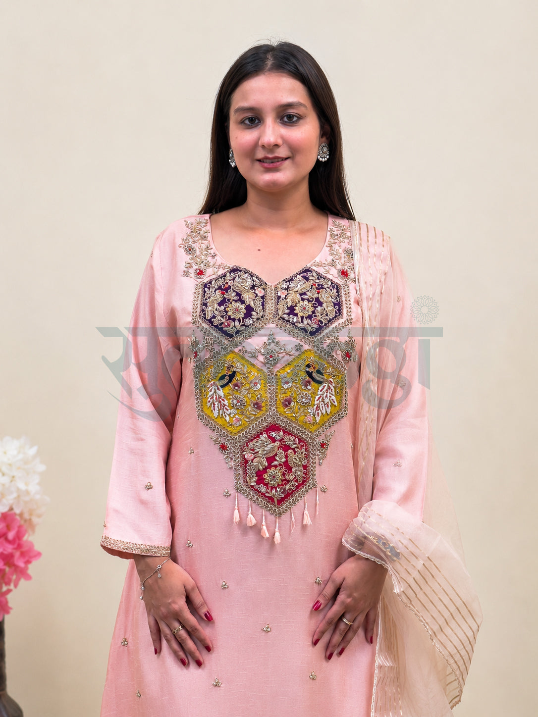 Blush Pink Embroidered Kurta Set