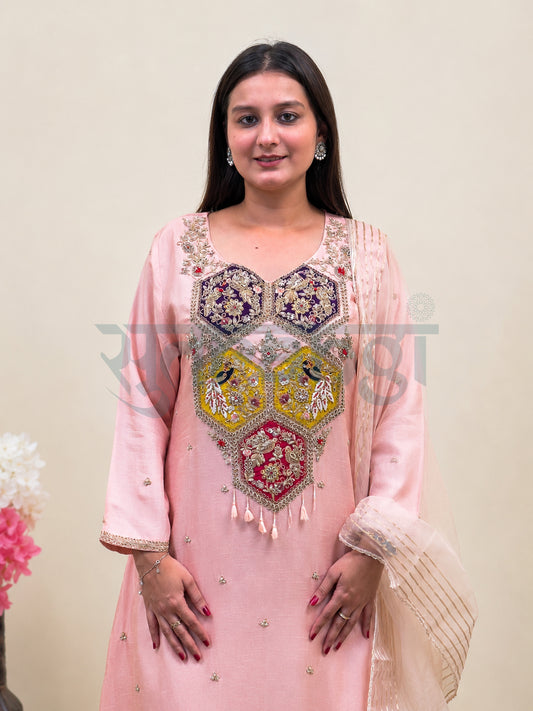 Blush Pink Embroidered Kurta Set