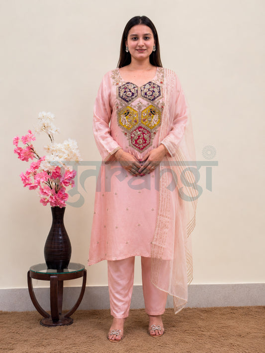 Blush Pink Embroidered Kurta Set