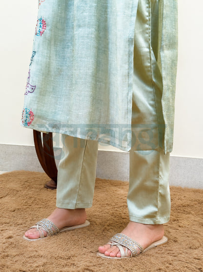 Sage Green Floral Kurta Set