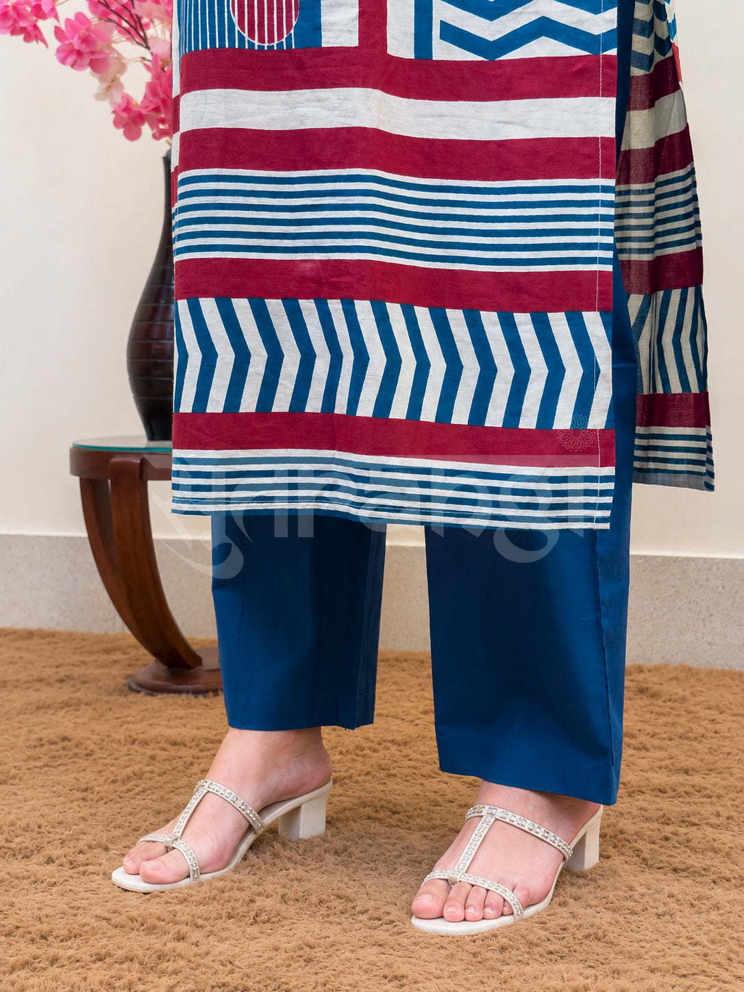 Blue Printed Kurta Set