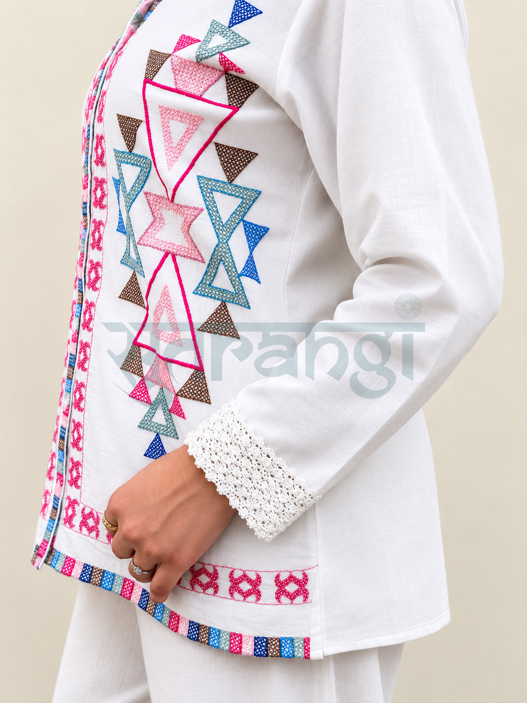 Colourful Ivory Embroidered Co-ord Set