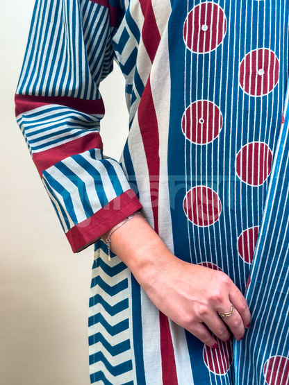 Blue Printed Kurta Set
