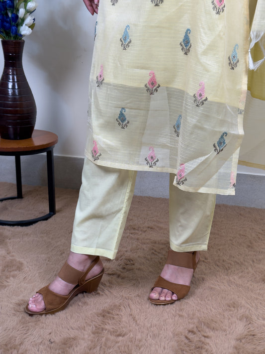 Lemon Blossom Kota Doriya 3-Piece Suit Set