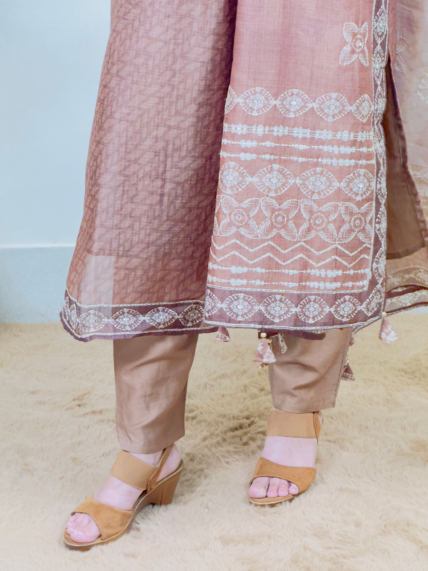 Mocha Brown Cotton 3-Piece Suit Set