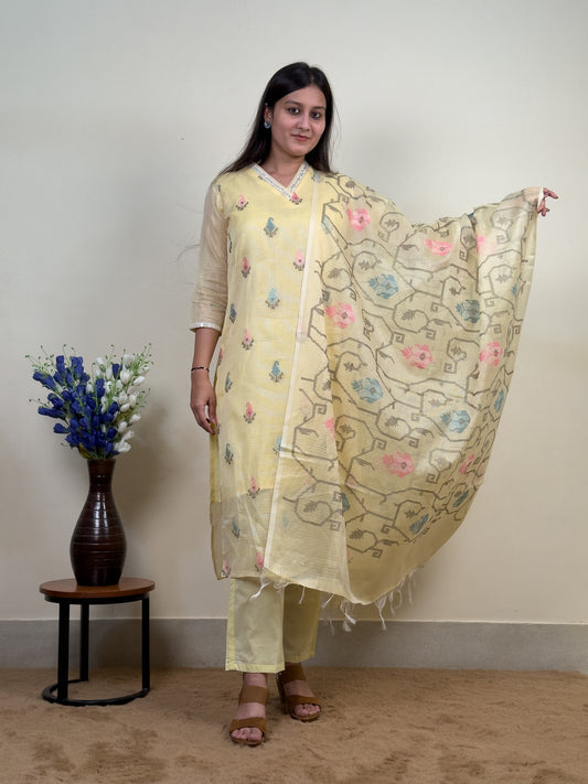 Lemon Blossom Kota Doriya 3-Piece Suit Set