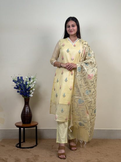 Lemon Blossom Kota Doriya 3-Piece Suit Set