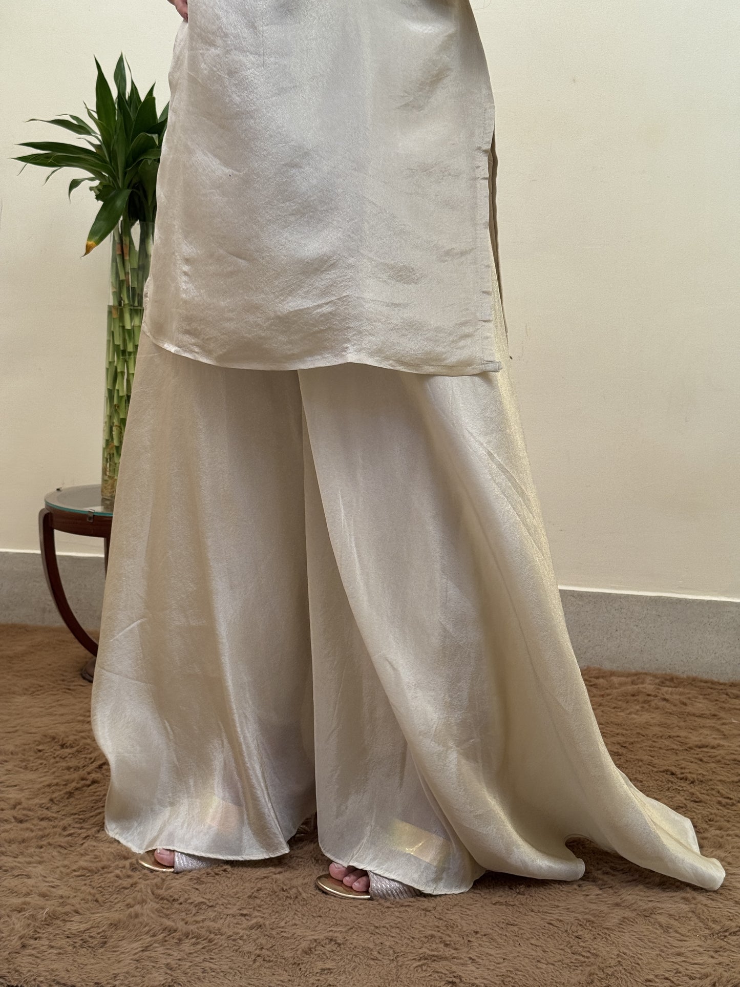 Ivory Elegance Tissue Silk 3-Piece Suit Set