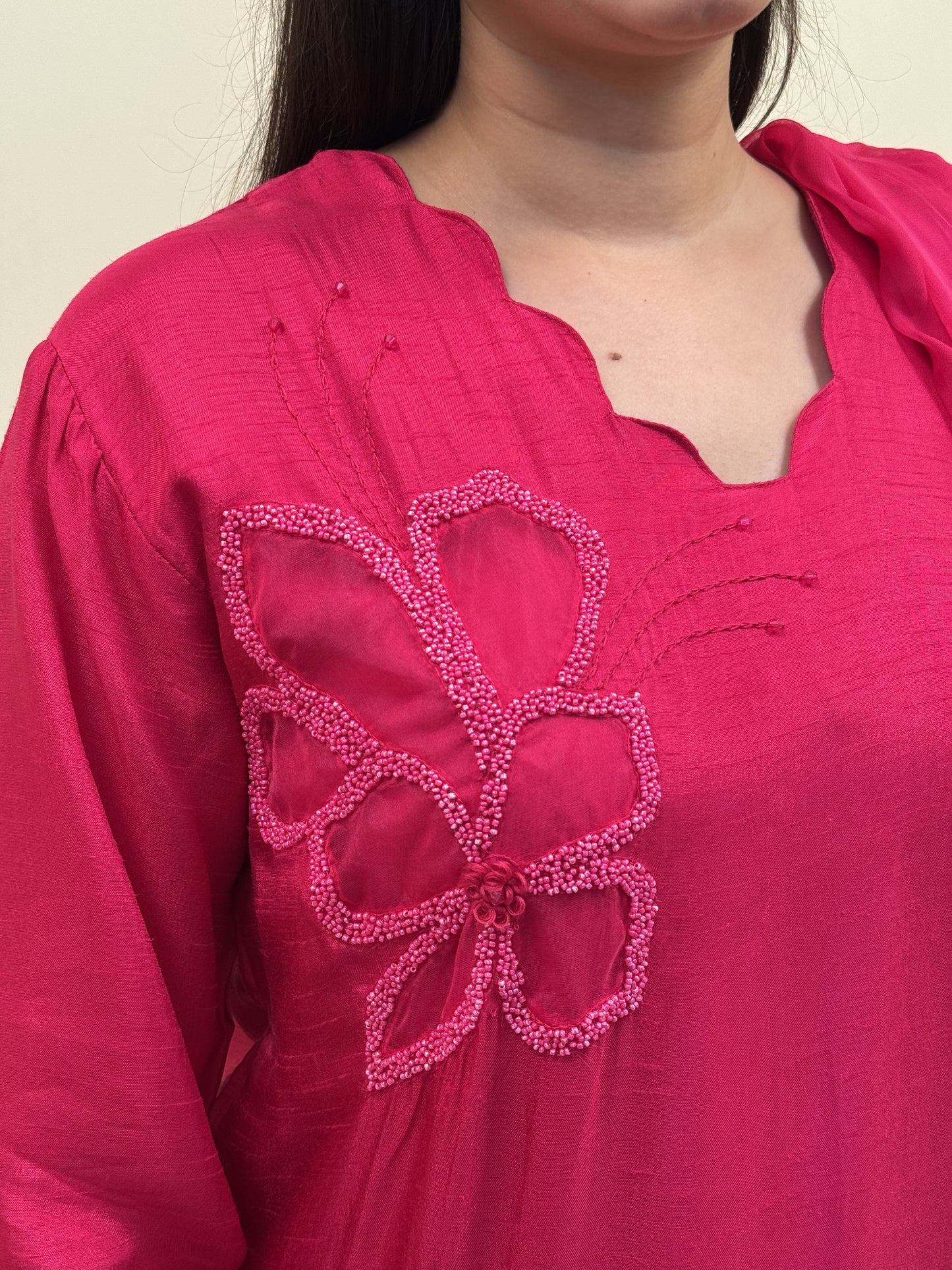 Ruby Bloom Chanderi 3-Piece Suit Set