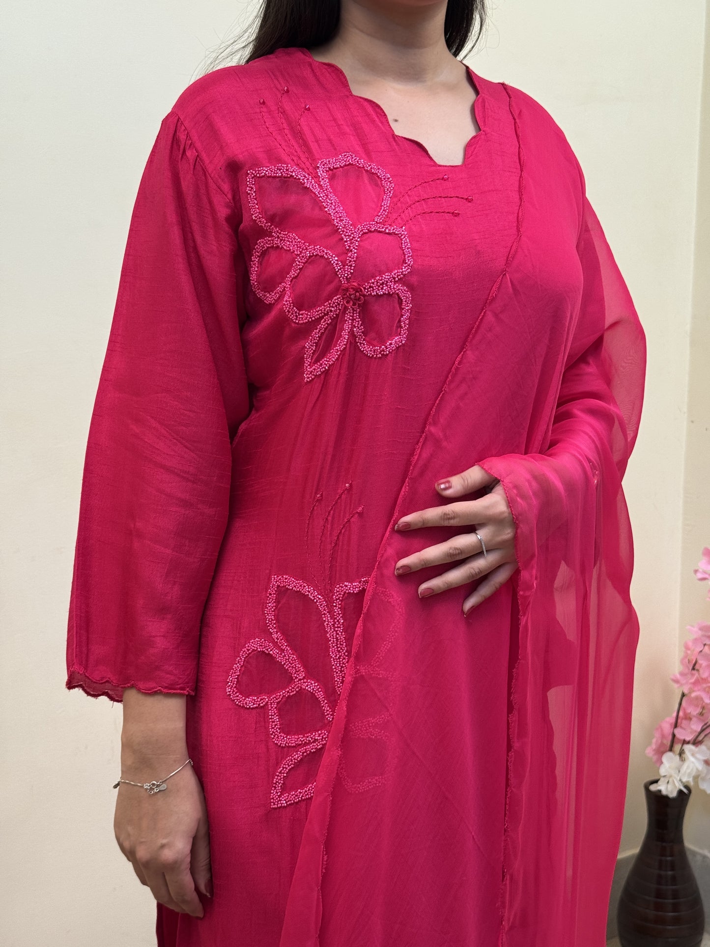 Ruby Bloom Chanderi 3-Piece Suit Set