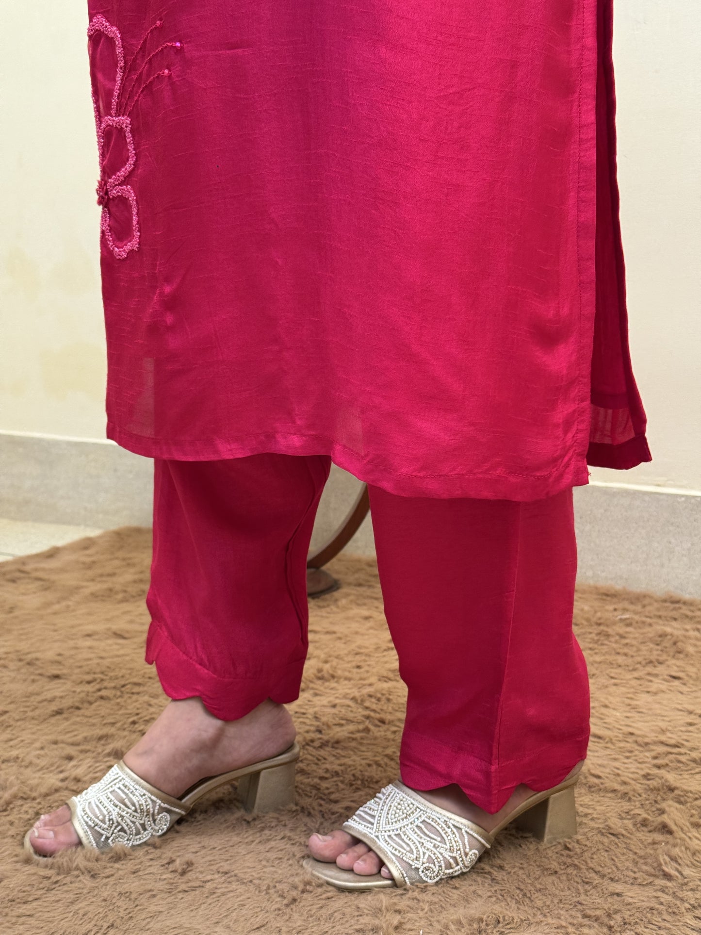 Ruby Bloom Chanderi 3-Piece Suit Set