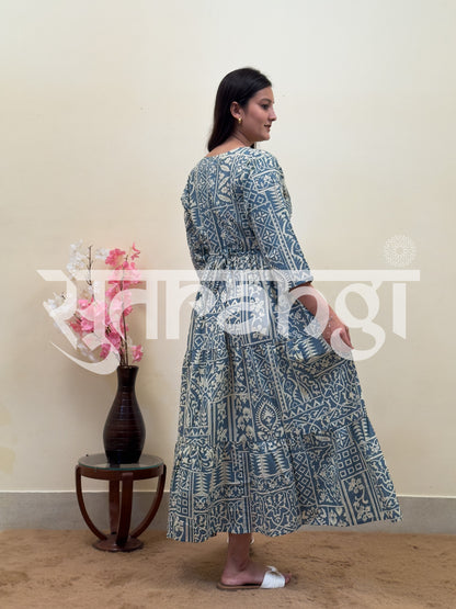 Indigo Mosaic Midi Dress