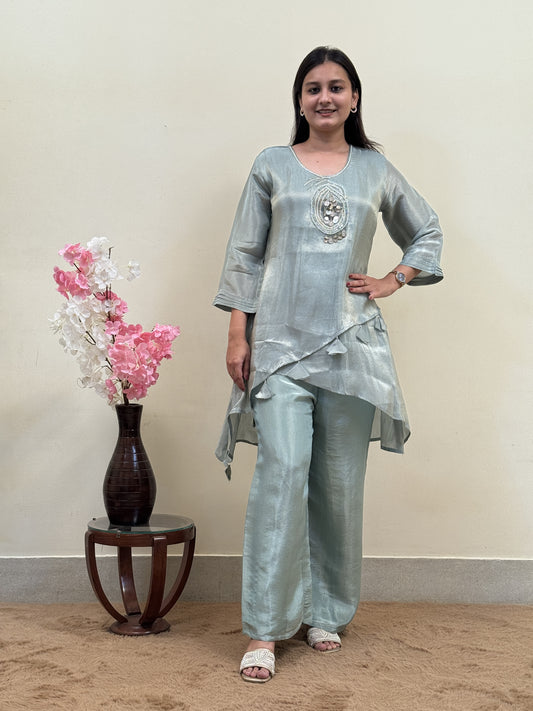 Sage Blue Shimmer Co-ord Set