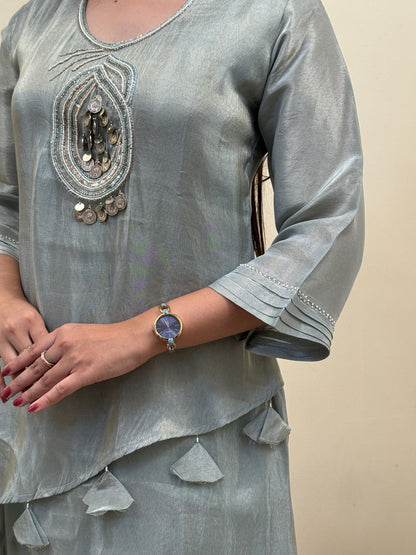 Sage Blue Shimmer Co-ord Set