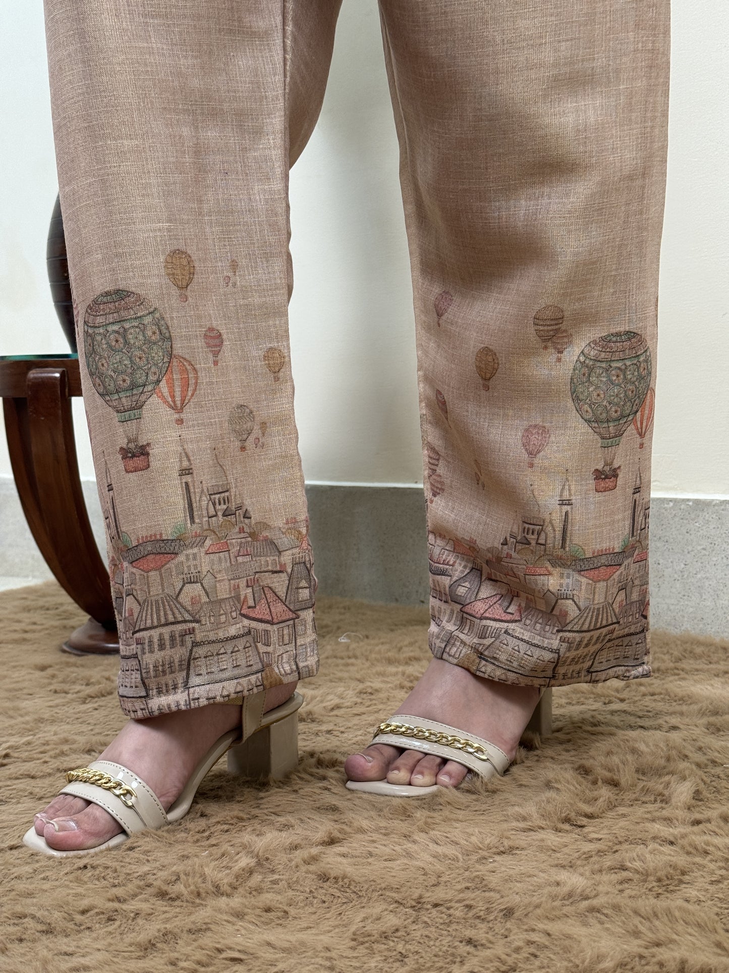 Vintage Beige Tissue Silk Co-ord Set