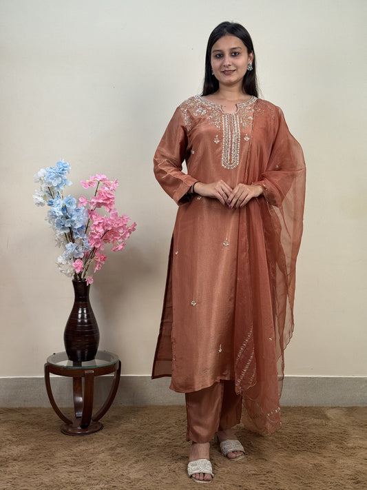 Copper Glow Tissue 3-Piece Suit Set