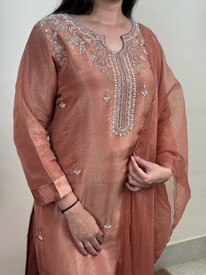 Copper Glow Tissue 3-Piece Suit Set