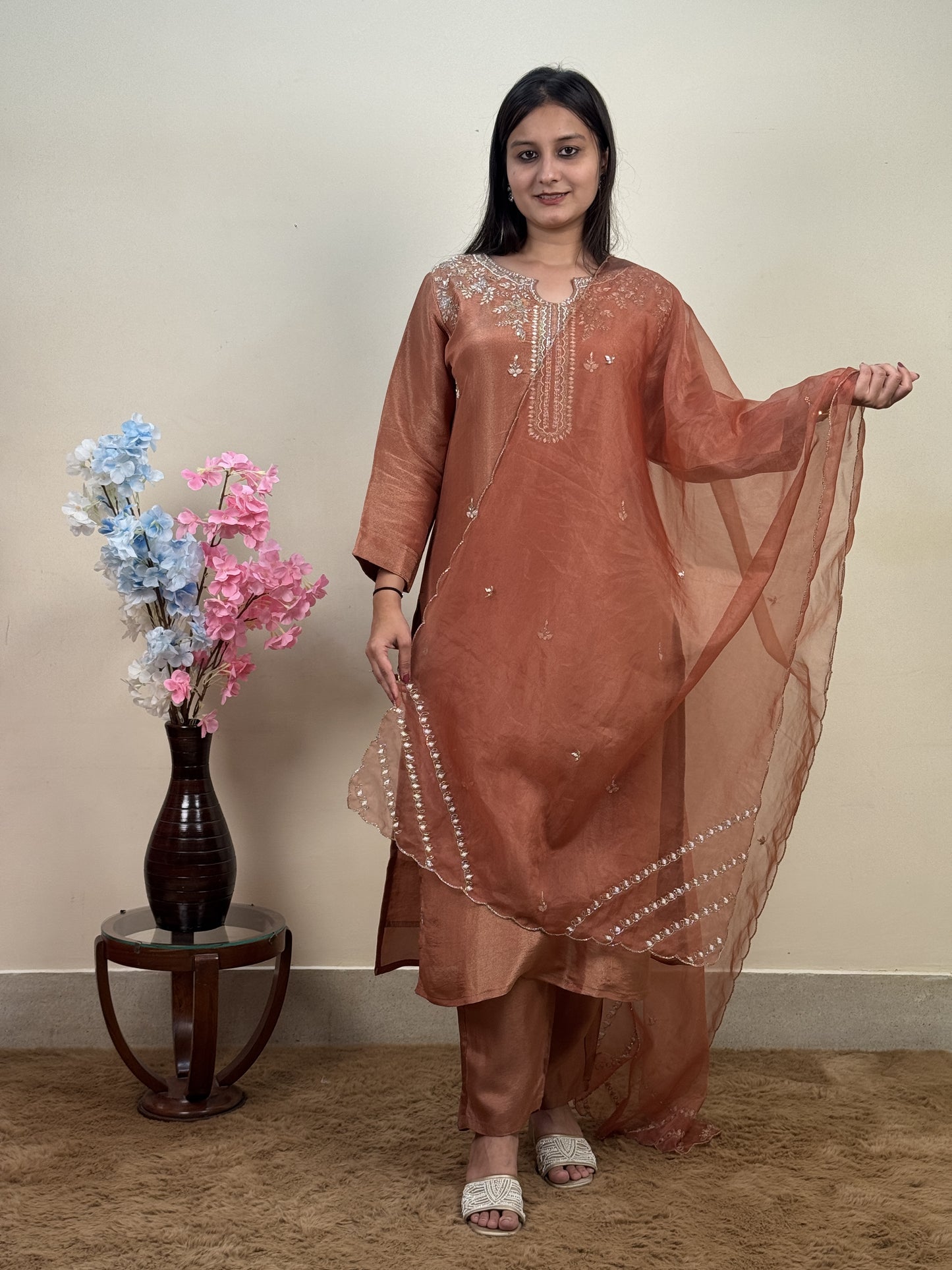 Copper Glow Tissue 3-Piece Suit Set