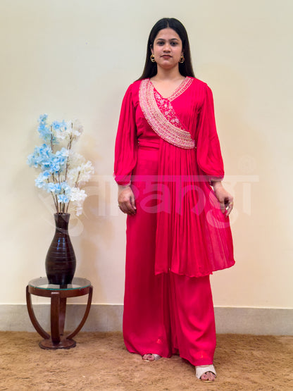 Fuchsia Drape Indo Western