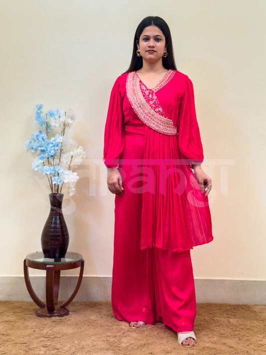 Fuchsia Drape Indo Western