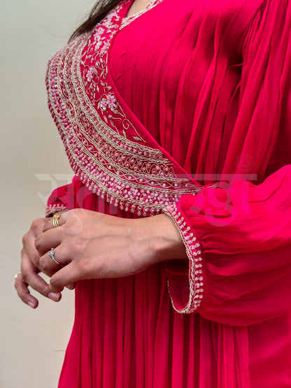 Fuchsia Drape Indo Western