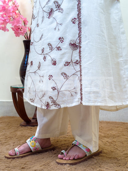 Ivory Vine Embroidered Suit Set