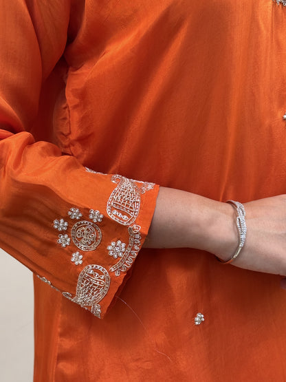 Sunset Glow HO Silk Embroidered 3-Piece Kurta Set