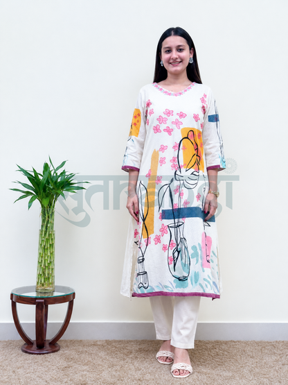 Blooming Canvas Printed Kurta Set