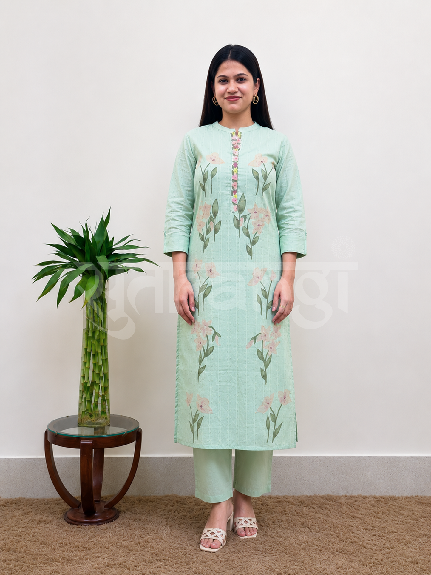 Mint Garden Floral Kurta Set