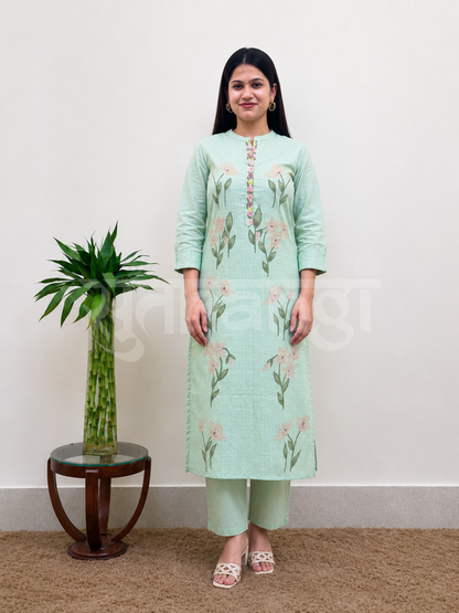 Mint Garden Floral Kurta Set
