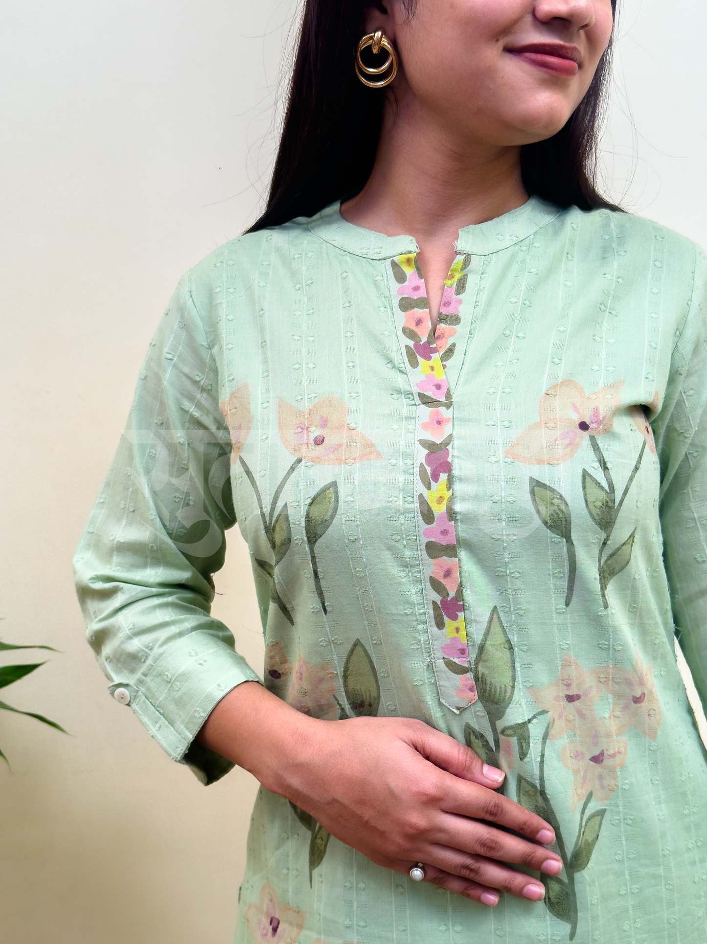 Mint Garden Floral Kurta Set