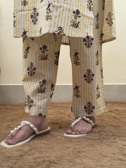 Ivory Bloom Khadi Cotton 3-Piece Suit Set