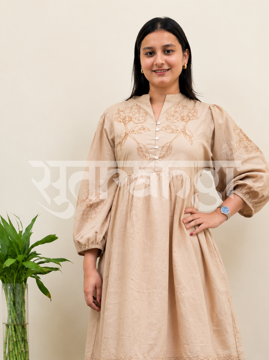 Sandstone Beige Bloom Dress