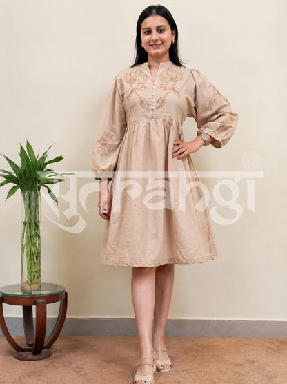 Sandstone Beige Bloom Dress