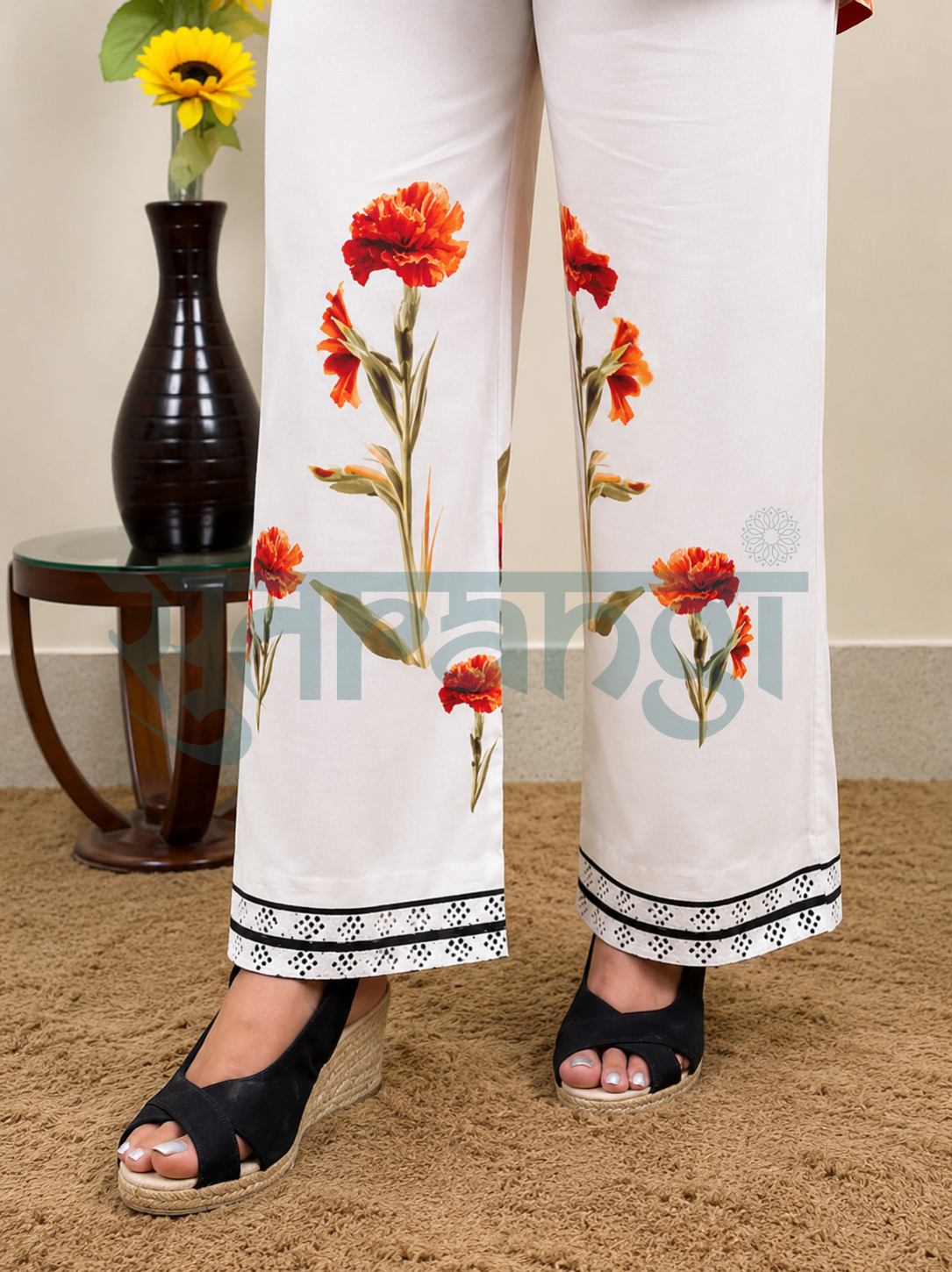 White & Scarlet Bloom Co-ord Set