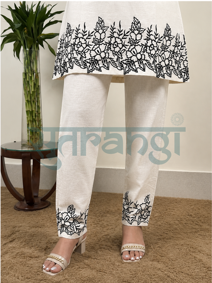 Ivory & Black Floral Border Co-ord Set
