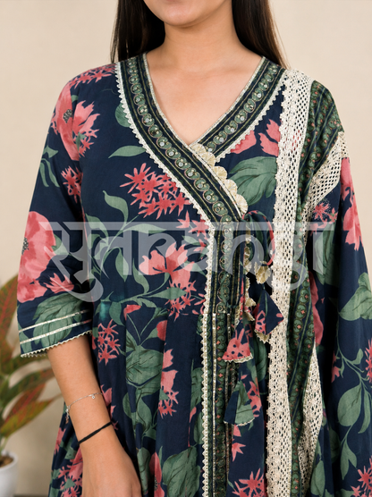 Midnight Blue Bloom Floral Suit Set