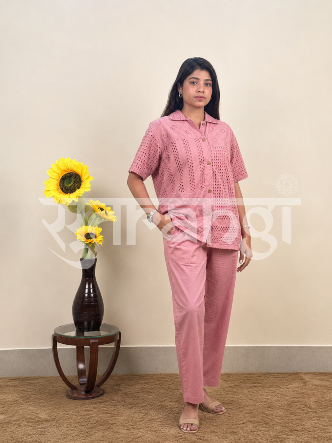 Rosé Eyelet Co-ord Set