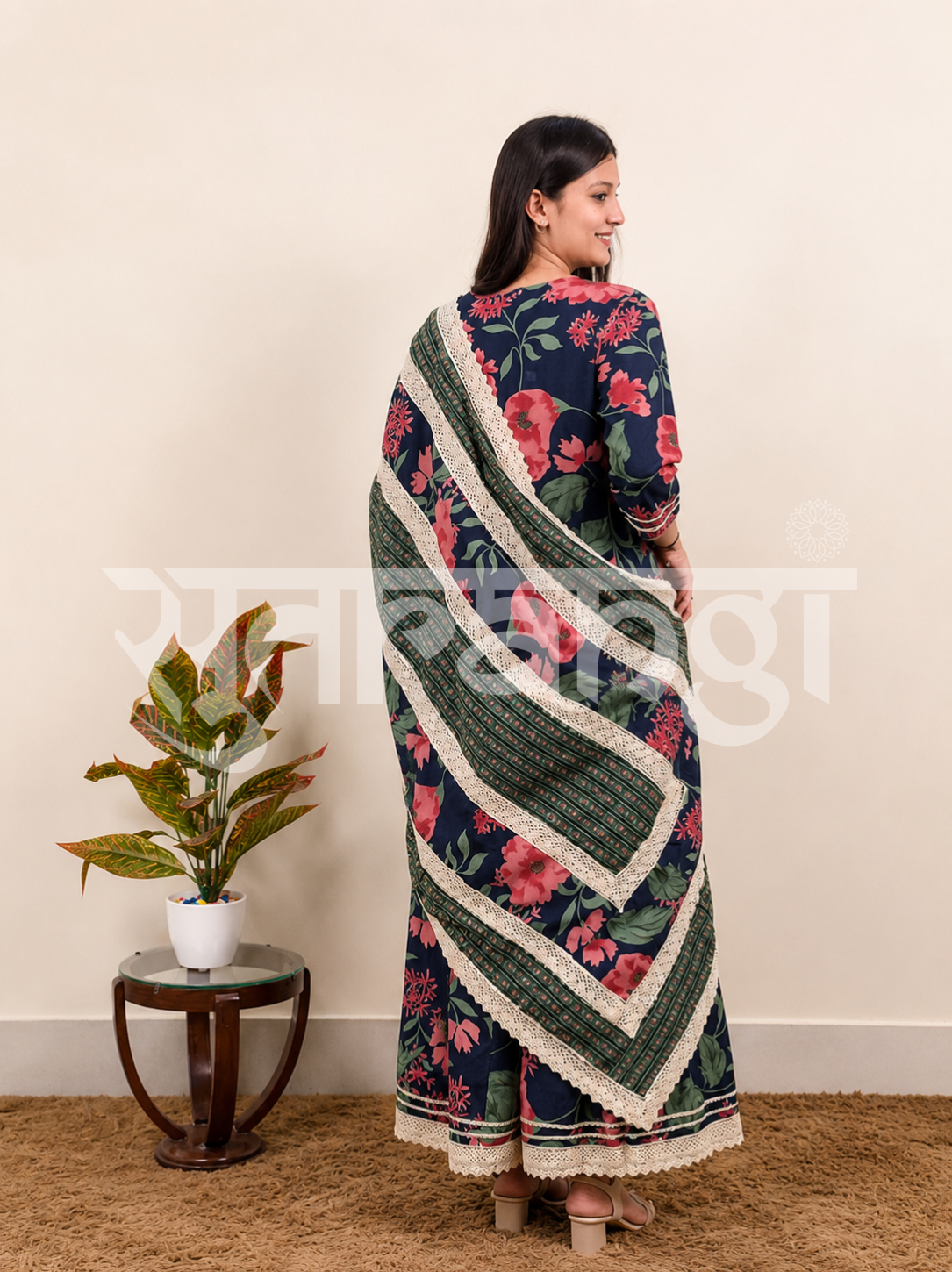 Midnight Blue Bloom Floral Suit Set