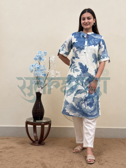 Indigo Blossom Cotton Kurta Set