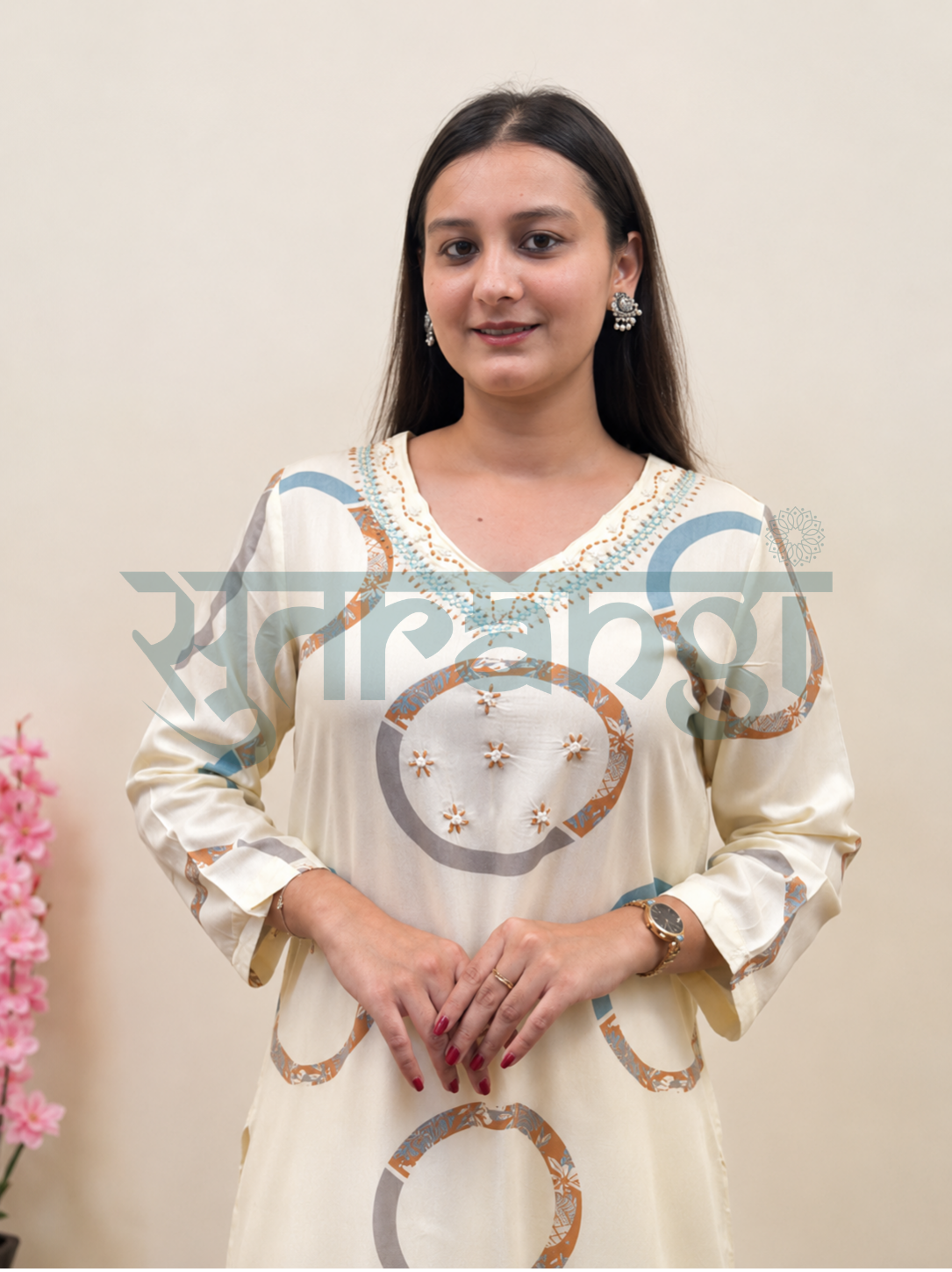 Ivory Orbit Printed Kurta Set
