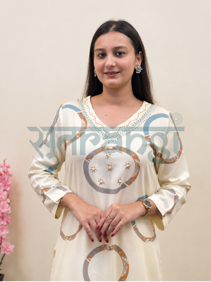 Ivory Orbit Printed Kurta Set