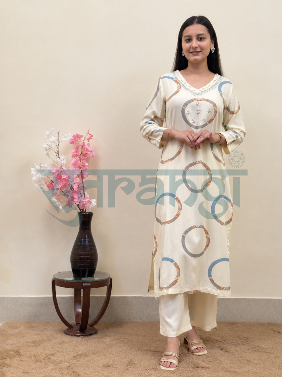 Ivory Orbit Printed Kurta Set